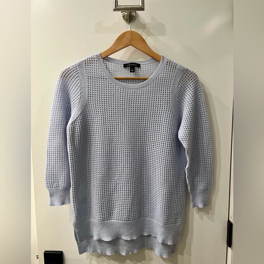 Final Price - Ann Taylor - Light Blue Open Stitch Sweater